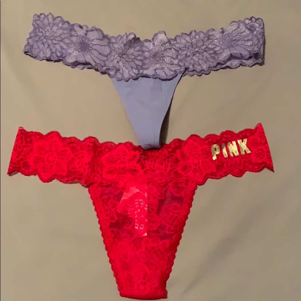 PINK Victoria’s Secret Red & Purple Small Thongs